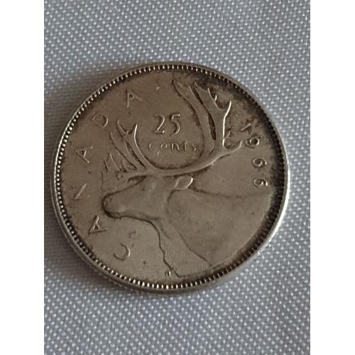 Pièce De Monnaie 25 Cents Elisabeth Ii Argent Canada.
