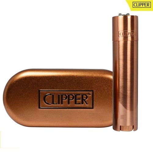 Briquet Clipper Métal Deluxe Rose Gold Doré Avec Sa Boîte Écrin