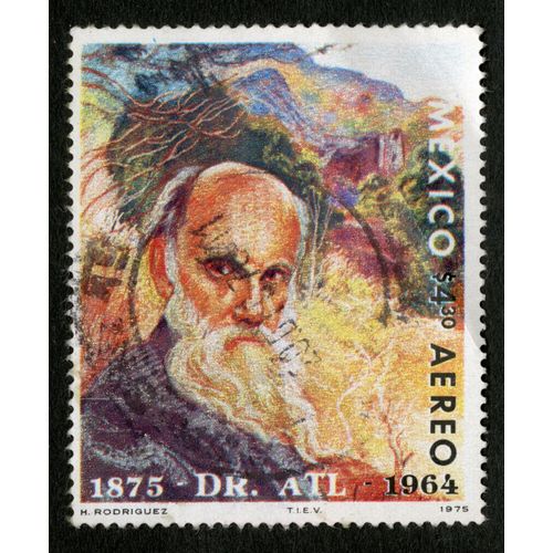 Timbre Oblitéré Mexico Aereo, 1875 - Dr. Atl - 1964, 1975, S 4.30