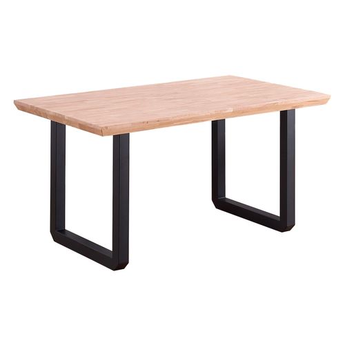 Table Roma. Plateau En Bois De Chêne Avec Finition Chanfreinée. Pieds En Métal Noir. 150x90x77cm