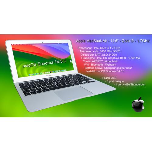 Apple MacBook Air 11.6" Intel Core i5 - 1.7 Ghz - Ram 4 Go - SSD 240 Go - Azerty