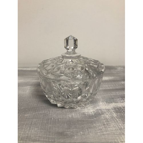 Adorable Confiturier En Verre Ciselé Vintage