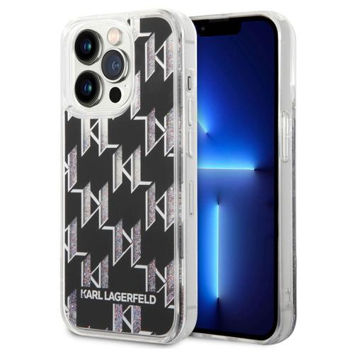 Karl Lagerfeld Coque Arrière Liquid Glitter Monogram Iphone 14 Pro Noir