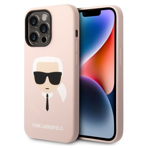 Karl Lagerfeld Coque Arrière Kars Head Liquid Silicone Magsafe Iphone 14 Pro Rose