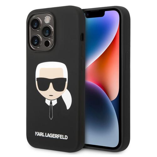 Karl Lagerfeld Coque Arrière Kars Head Liquid Silicone Magsafe Iphone 14 Pro Max Noir