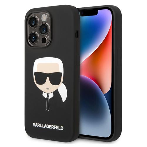 Karl Lagerfeld Coque Arrière Kars Head Liquid Silicone Magsafe Iphone 14 Pro Noir