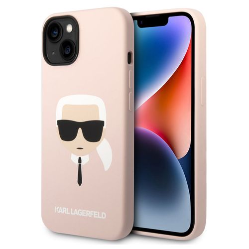 Karl Lagerfeld Coque Arrière Kars Head Liquid Silicone Magsafe Iphone 14 Rose