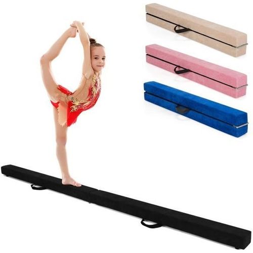 Poutre De Gymnastique Pliable Costway Pour Enfants - Étui En Daim Noir - 210cm - 70kg