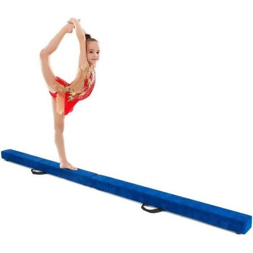 Poutre De Gymnastique Pliable Pour Enfants - Costway - Couverture En Daim Bleu - 210cm - 70kg