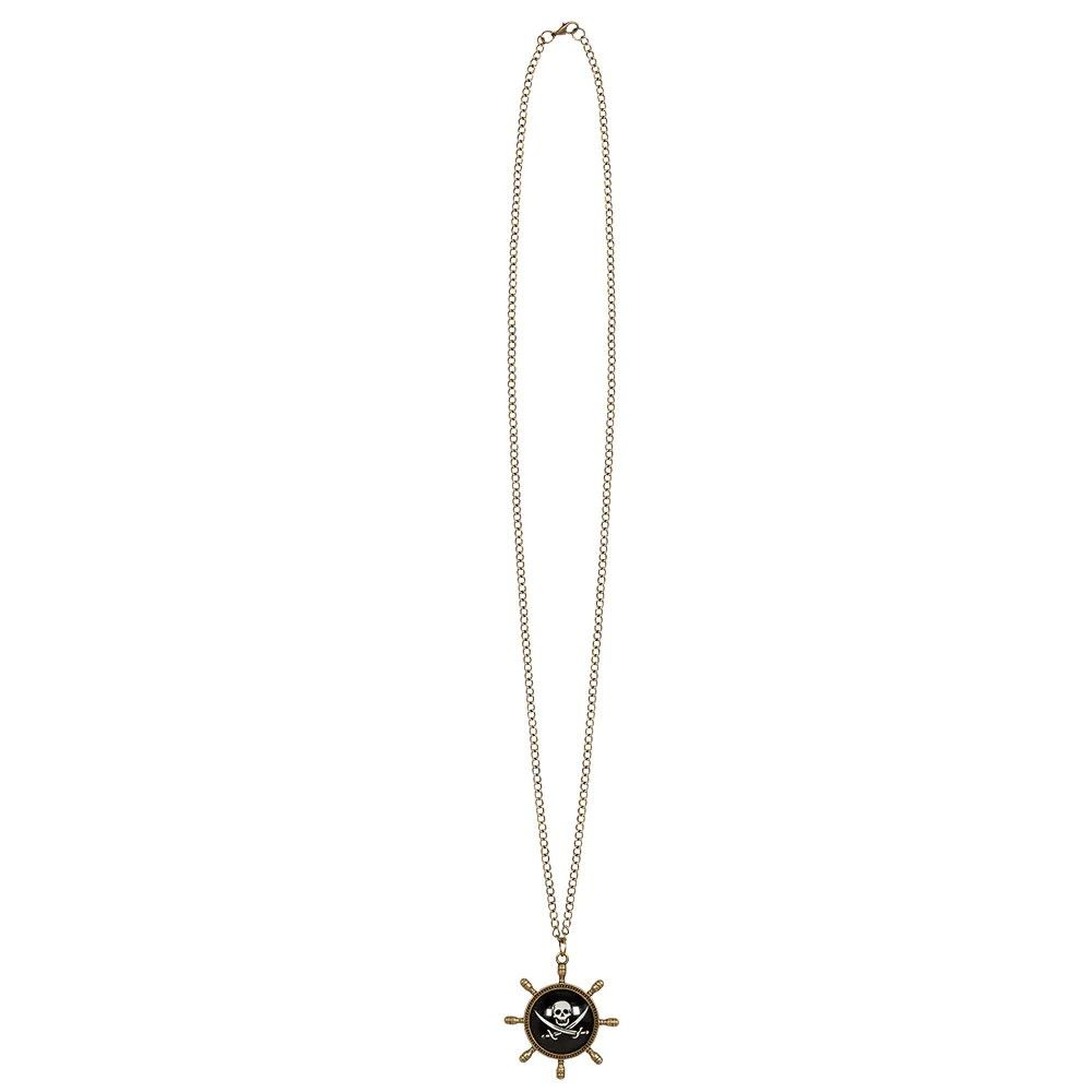 Collier Fantaisie Gouvernail Navire Pirate Zinc Or