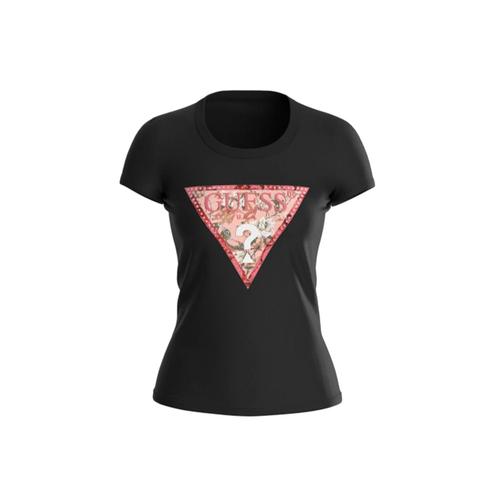 T Shirt Guess Triangle G Femme Noir