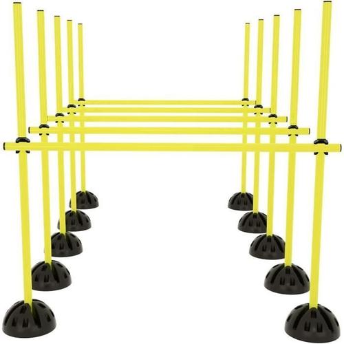 Barre De Saut D'agilité Aufun - Pour Entraînement De Coordination Et De Dribble - 15 Poteaux De 100 Cm - Jaune