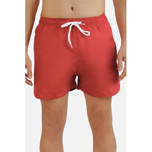 Short De Bain Uni Rouge Homme