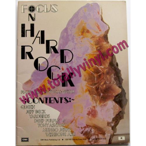 Focus On Hard Rock - (Queen / Jeff Beck / Yardbirds / Deep Purple / Tony Ashton / Mungo Jerry / Wishbone Ash) - Emi Publishing Ltd - Songbook - Rock Vocal Pop 60s 70s Memorabilia