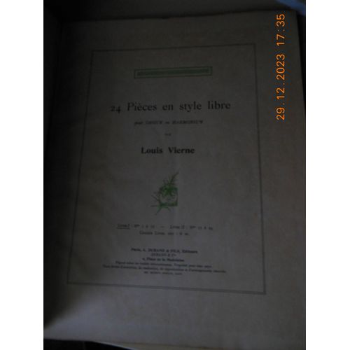 24 Pièces En Style Libre Pour Orgue Et Harmonium Livre 1
