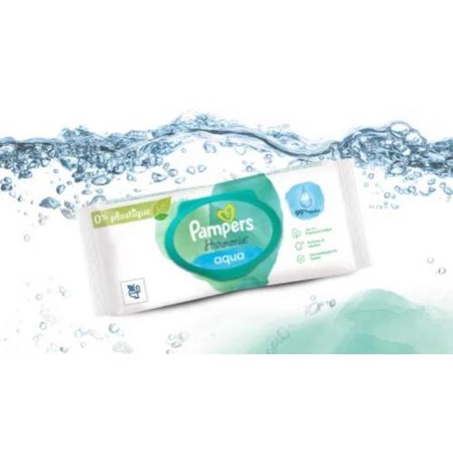 Lingettes Pampers Aqua 0% Plastique, Fibres D’Origine Végétale, 48 Unités Par Paquet