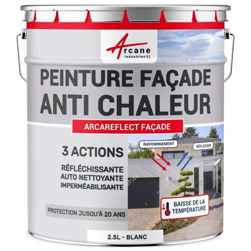 Peinture façade anti chaleur coolroof réfléchissante ARCAREFLECT Blanc 2.5 L