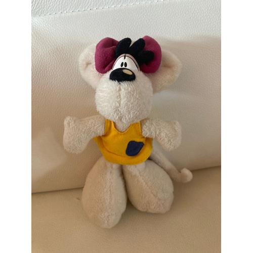 Peluche Doudou Souris Et Son T-Shirt Jaune Et Noeud Rose Diddlina Depesche 18 Cm