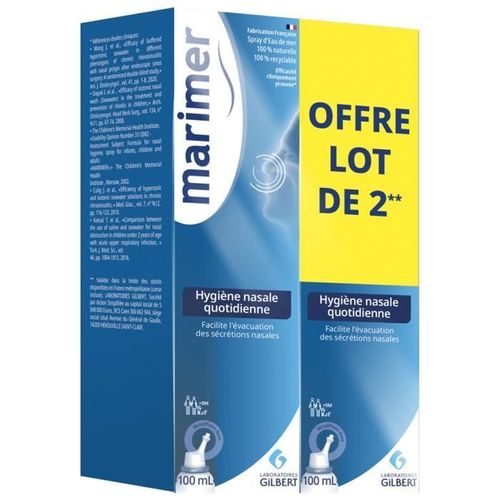 Marimer Hygiène Nasale Lot 2x Spray Eau De Mer Isotonique 100 Ml 