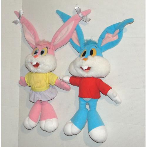 Peluche Lapin Tiny Toons Vintage Playskool 1991 - Lot 2 Doudou Lapin Buster Bunny Warner Bros