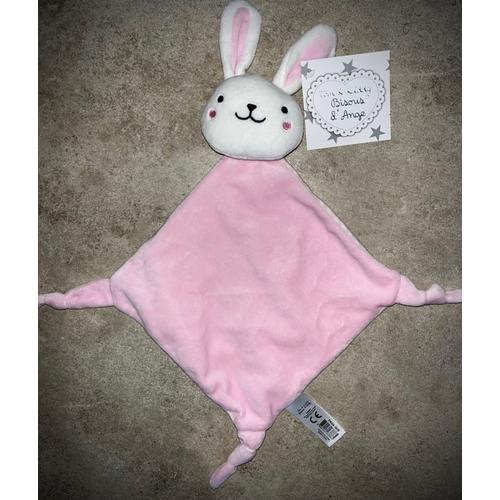 Doudou Lapin Rose Blanc Tom &kiddy Rayé Jouet Peluche Bébé Bisous D¿Ange Soft Toy Pink White Stripes Baby Bunny 