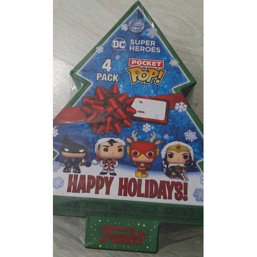 Pack 4 Pocket Pop Dc Super Heroes Happy Holidays