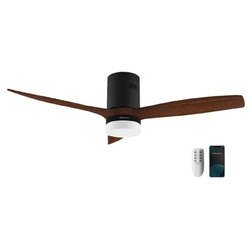 Cecotec Ventilateur de Plafond avec Lumière et Wifi EnergySilence Aero 5600 Noir Aqua Connecté. 40 W, 52" avec 3 lames, télécommande, protection IP44, mode hiver-été, minuterie