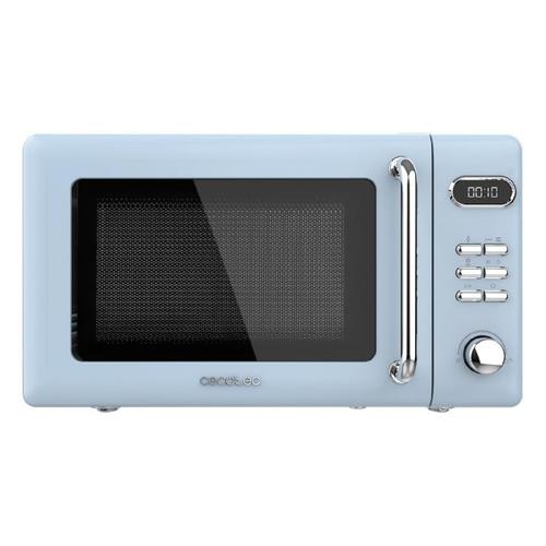 Cecotec Micro-Ondes Digital avec Grill Proclean 5110 Retro Bleu. 20 L, 700 W en 5 niveaux, minuterie jusqu'à 60 min, 8 programmes et mode dégivrage, design vintage en bleu