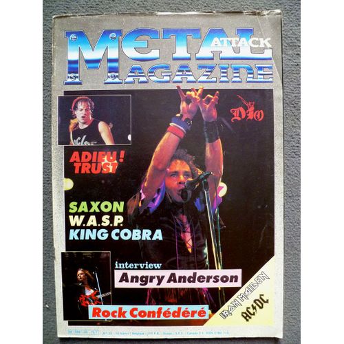 Metal Attack Magazine N°25, Ocotobre 1985, Trust, Dio, Wasp, Saxon, King Cobra, Acdc, Russ Meyer, Girschool, Billy Idol