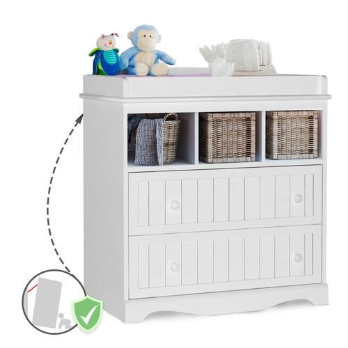 Infantastic® Commode À Langer - 2 Tiroirs Et 3 Compartiments Ouverts, 50x93,5x88 Cm, Blanc - Table, Plan À Langer, Pour Bébé