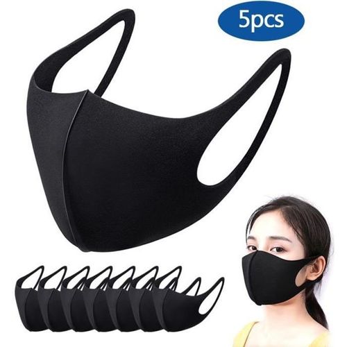 5pcs Masques Anti-Poussière, Masques De Bouche En Éponge Noire Unisexe Masque Facial Anti-Poussière Réutilisable Pour Les Activités