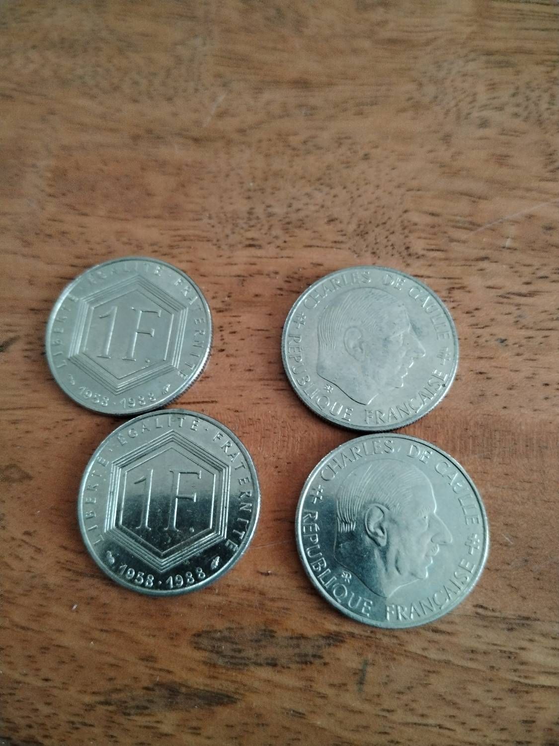 Lot De 4 Pièces 1 Franc De Gaulle