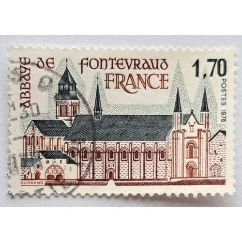 Timbre Oblitéré Abbaye De Fontevraud, France, 1978, N° Yvert & Tellier 2002