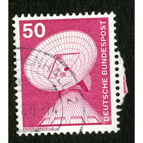 Timbre Oblitéré Deutsche Bundespost, Erdefunkstelle, 50