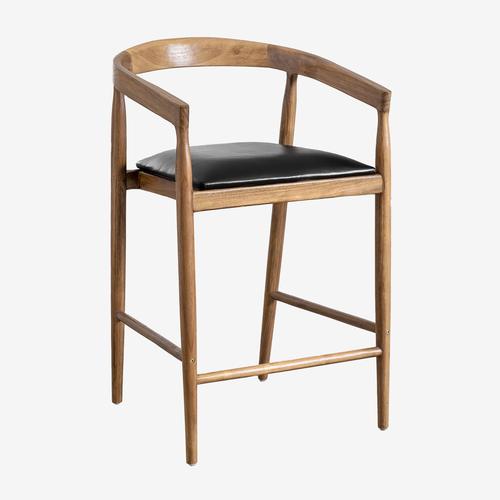 Tabouret Haut En Cuir (70 Cm) Visby Noir