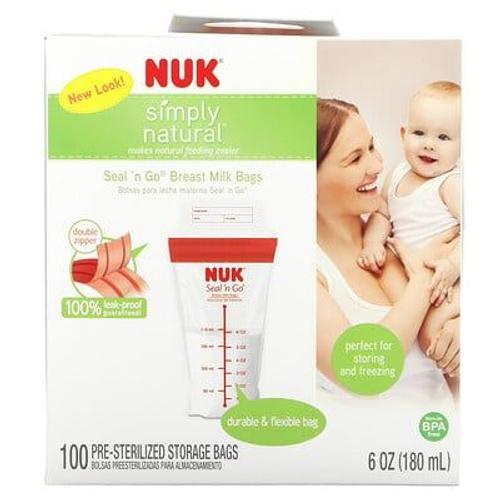 Nuk Seal 'n Go, Sachets Pour Lait Maternel, 100 Sachets De Conservation Préstérilisés, 180 Ml Chacun