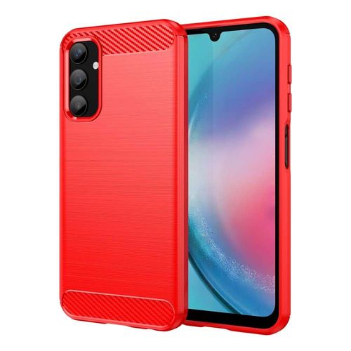 Coque Pour Samsung Galaxy A24 4g / A25 4g / 5g - Housse Etui Silicone Gel Carbone + Verre Trempe - Rouge
