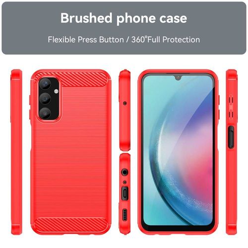 Coque Pour Samsung Galaxy A24 4g / A25 4g / 5g - Housse Etui Silicone Gel Carbone + Film Ecran - Rouge