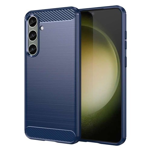 Coque Pour Samsung Galaxy S24 Plus 5g - Housse Etui Silicone Gel Carbone + Verre Trempe - Bleu Fonce