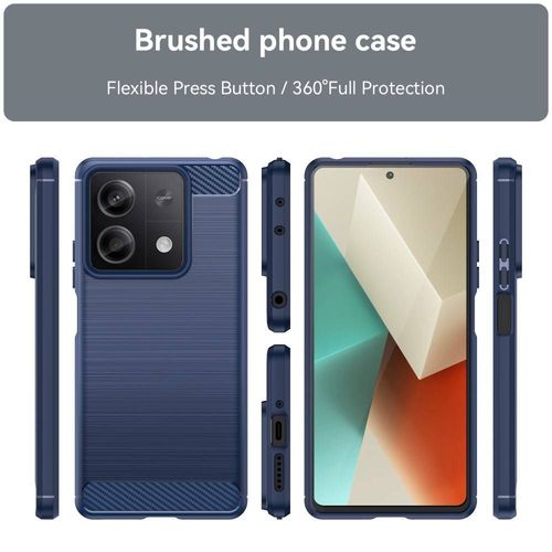 Coque Pour Xiaomi Redmi Note 13 5g - Housse Etui Silicone Gel Carbone + Film Ecran - Bleu Fonce