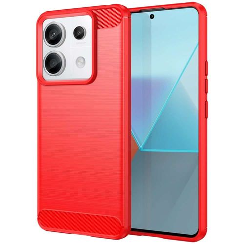 Coque Pour Xiaomi Redmi Note 13 Pro 5g / Poco X6 5g - Housse Etui Silicone Gel Carbone + Verre Trempe - Rouge