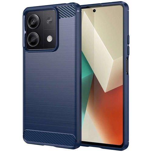 Coque Pour Xiaomi Redmi Note 13 5g - Housse Etui Silicone Gel Carbone + Verre Trempe - Bleu Fonce
