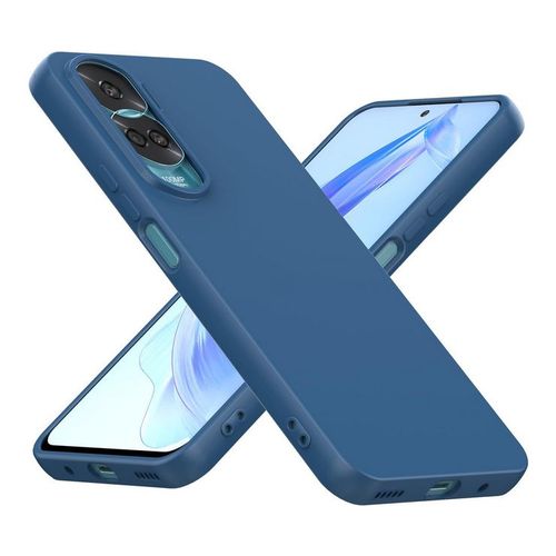 Coque Pour Huawei Honor 90 Lite 5g - Housse Etui Silicone Gel Fine + Verre Trempe - Bleu Fonce