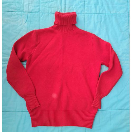 Pull Rouge Sweat Manches Longues Intérieur Fourrure Polaire Bien Chaud Et Hyper Doux Col Roulé Sous Pull M 38 Femme Infroissable - Envoi Très Rapide Et Soigne.