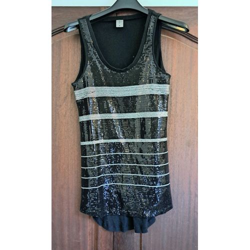 Mini Robe Sexy Courte Vero Moda Jeans Top Soirée 38 M Débardeur Fête Noir À Sequins Strass Paillette -  T-Shirt Femme Sans Manches - Envoi Très Rapide Et Soigne.