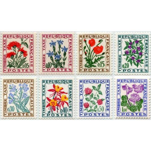 France 1964 / 71, Très Belle Série Complète Neuve** Luxe Timbres Taxe Yvert 95 À 102, Fleurs.