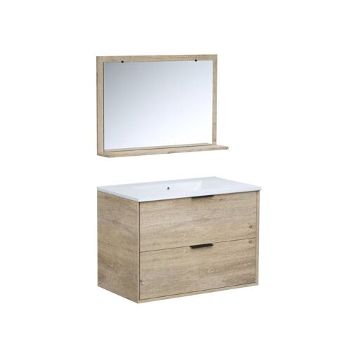 Meuble double vasque MINO AUCUNE 180 cm mural bois avec 2 tiroirs