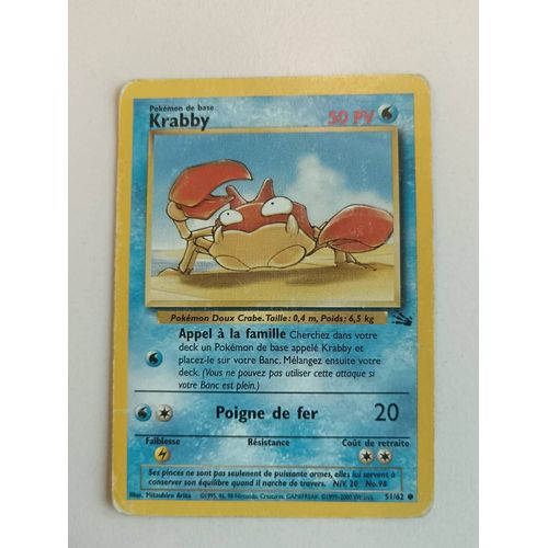 Carte Pokémon Krabby 51/62 Set De Base Wizards 1999 Fr