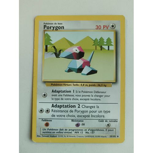 Carte Pokémon Fr Wizard Wotc 1999 Edition Set De Base Porygon 39/102 Unco