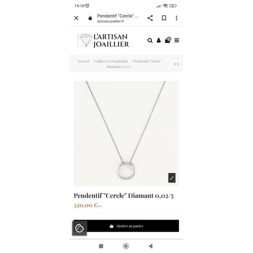 Pendentif Cercle Or Blanc Et Diamants